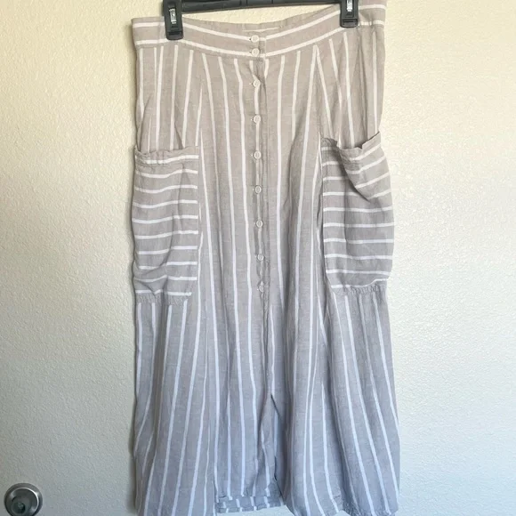 Happy X Nature Linen Blend Serene Midi Button Front Skirt - Picture 7 of 8